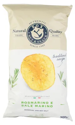 Obrázok produktu pre Fox Italia Rozemarijn Chips 300 g – chrumkavé zemiakové lupienky s rozmarínovým snackom