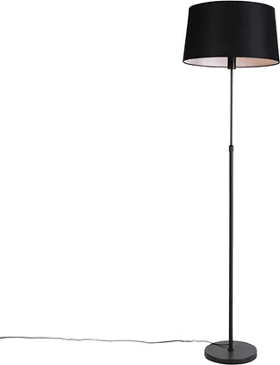 Zdjęcie produktu dla Lampa stojąca czarna z czarnym abażurem z lnu 45 cm regulowana - Parte