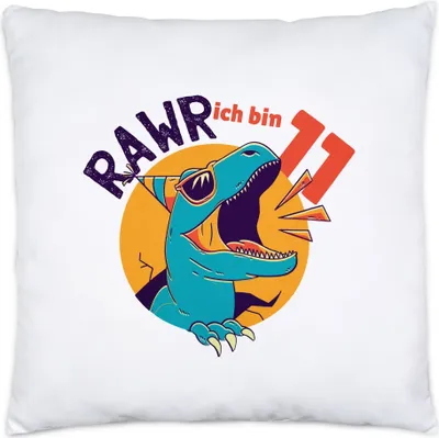 Produktbild von Raw Ich Bin 11 Kissen Geschenkidee 11. Geburtstag Humorvoll Sarkastisch Dinosaurier T-Rex Dino