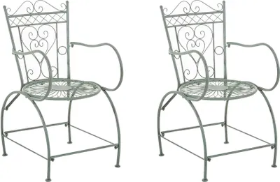 Produktbild von CLP 2er Set Stühle Sheela handgefertigt mit antiker Patina antik-grün