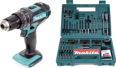 Produktbild von Makita DHP 482 Z Akku Schlagbohrschrauber 18V 62Nm Solo + Makita Bit & Bohrer-Set 100-teilig