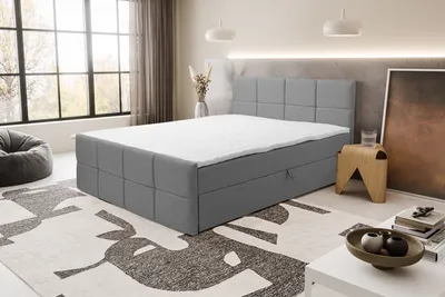 Image de VENASI DORIS Lit boxspring 180x200 avec 2 sommiers H2/H3 Matelas GRIS Cosmic 160