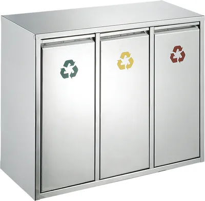 Wertstoff-Sortieranlage 3*15 Liter Edelstahl gebürstet   VB 710423