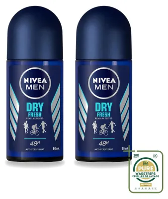 Image de 2 x Déodorant roll-on NIVEA MEN Dry Fresh, 50 ml - Pack de 2