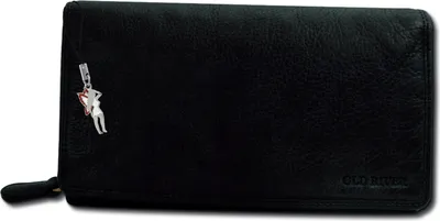 Produktbild von Old River Druckknopf Reißverschluss Portemonnaie schwarz Leder OPD410S