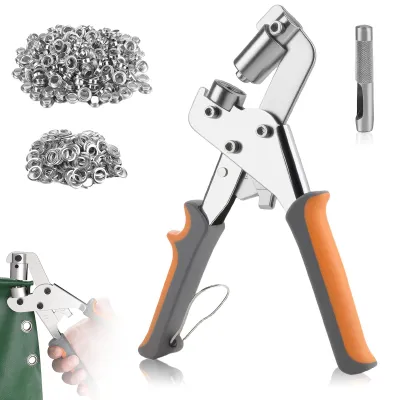 Ösenzange 10 mm mit 200 Edelstahlösen, Set für Planen und Stoffe