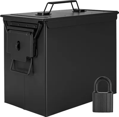 Immagine prodotto di Trucky Scatola portamunizioni in metallo, Con serratura scatola portamunizioni con coperchio, 33 x 19 x 28 cm, colore nero militare