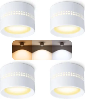 Produktbild von SSC-LUXon ALAPI Deckenspot weiß 4er Set inkl. GX53 Lampen dimmbar LumiFLEX Lichtfarbe warm / neutral / kalt - Aufputz Leuchte LED mit indirekter Beleuchtung Decke