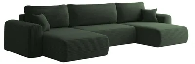 Zdjęcie produktu dla Sofa narożnik CAPRI U z funkcją spania, do salonu, ciemnozielony