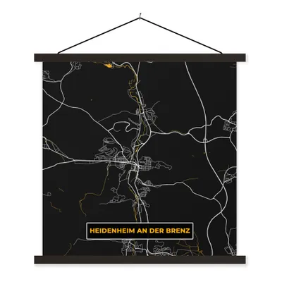 Produktbild von MuchoWow® Textilposter Karte - Heidenheim an der Brenz - Gold - Stadtplan - Karte 60x60 cm mit schwarzem Rahmen - Posteraufhänger