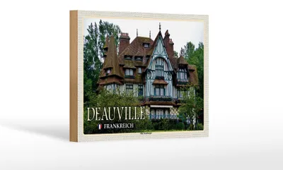Produktbild von Holzschild Reise 18x12 cm Deauville Frankreich Villa Strassburger