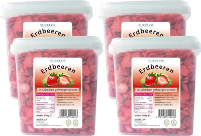 Produktbild von Sucelos Gefriergetrocknete Erdbeeren 4x 300 g – gefriergetrocknete Früchte