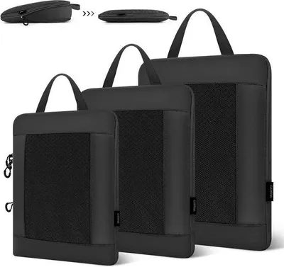 Produktbild von Famanu Kofferorganizer Compressieset - Schwarz, 3-teilig