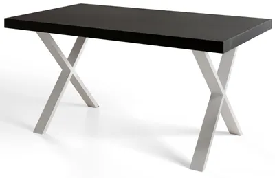 Image de Table de Salle à Manger 160x260 cm, Table Extensible avec des Pieds Métalliques Robustes, Collection Loft X, Noir