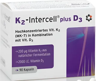 Produktbild von K2 - Intercell plus D3 - Vitamin K2 MK7 + D3 90 Kapseln (Deutschland)