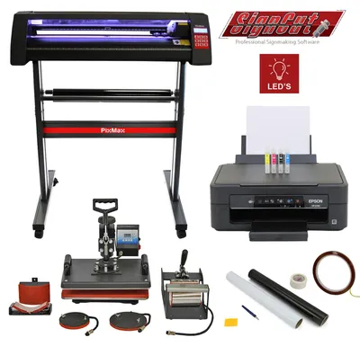 Produktbild von 5-in-1-Gerät: LED-Vinylschneider, Value-Drucker, CISS, SignCut, Entgitterungsset und Hitzeschutzband