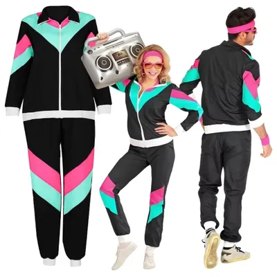 Produktbild von 80er Jahre Kostüm Herren XL Trainingsanzug Disco Retro Kostüm Jacke Hose Fasching