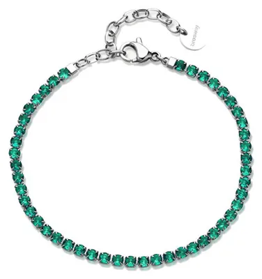 Produktbild von Tennis steel bracelet with green zircons Desideri BEI101