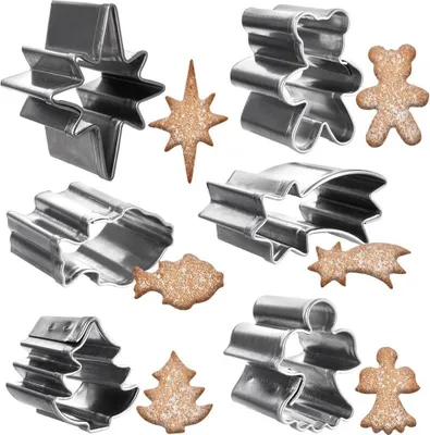 Produktbild von 6x Ausstechformen für Weihnachtsplätzchen, Lebkuchen, Plätzchen, Ausstechformen