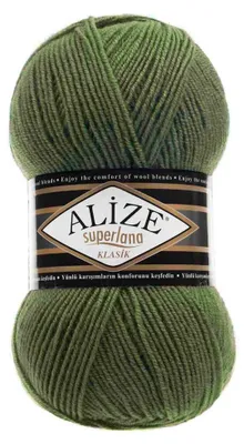 Alize Superlana Klasik unifarben 100g Strickgarn Strickwolle 25% Wolle, 620 armeegrün