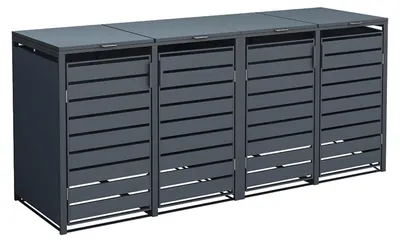 Image de Westmann Métal Box pour poubelles 4er Kubus 4x240 L Anthracite 264x80x116 cm