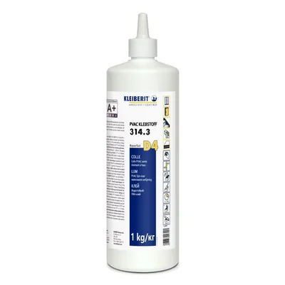 Produktbild von KLEIBERIT 314.3 PVAc D4 Holzleim 1 kg – wasserfester D4-Leim für Fenster, Türen, Treppen, Keilzinken & Furnier-/Laminatverklebung
