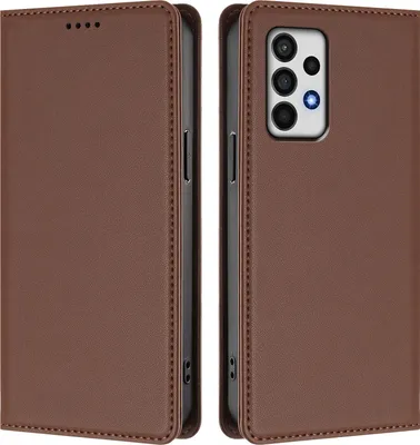 Produktbild von Handyhülle für Samsung Galaxy A52 / A52s 5G, Kunstleder Klapphülle Stoßfeste Magnetische Hülle mit Ständer Braun