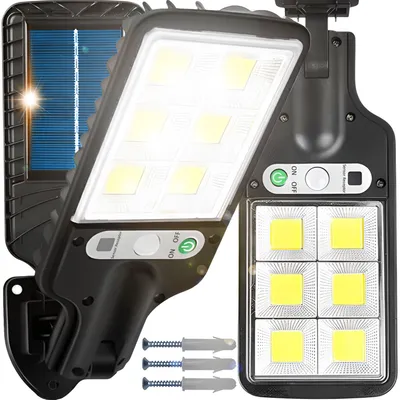 Produktbild von Solar Straßenleuchte Gartenleuchten mit Bewegungsmelder 120 LED 240W IP67 Wasserdichte Außen Garten Solarleuchten Lampe Wandleuchte Retoo