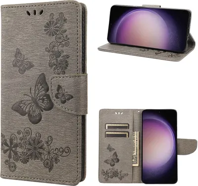 Produktbild von König Design Hülle kompatibel mit Kunstleder Handyhülle - Handy Case Grau