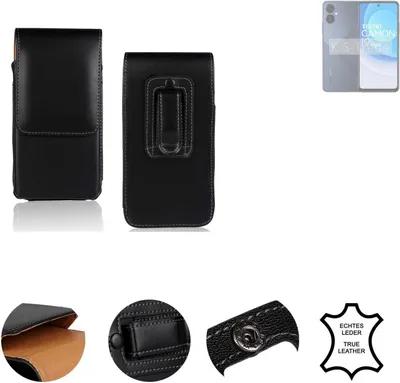 Produktbild von K-S-Trade Holster Gürteltasche Handy Hülle Schutzhülle kompatibel mit Tecno Camon 19 Neo Handyhülle Leder schwarz, 1x