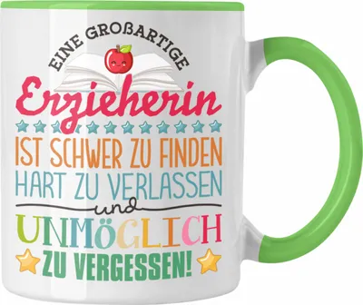 Produktbild von Trendation - Erzieherin Abschied Tasse Abschiedsgeschenk Spruch Kindergärtnerin Geschenkidee zum Abschied Becher Kaffeetasse (Grün)