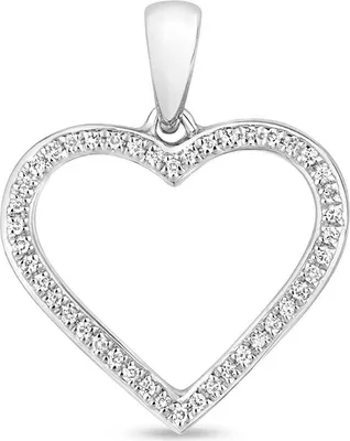 Produktbild von 9 Karat (375) Weißgold Herz Damen - Diamant Anhänger Brillant-Schliff 0.09 Karat HI - I1 - 19mm*15mm; TRS2953