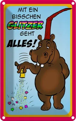 Produktbild von vianmo Blechschild 18x12 cm mit bisschen Glitzer geht Alles Spruch Zitat