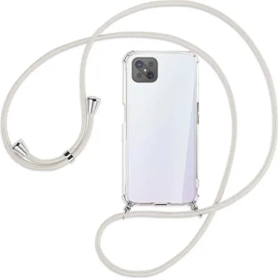 Produktbild von Handykette Backcover-Schutzhülle mit Band (Metall silberfarben) für Oppo A92S / Reno4 Z 5G - broken white