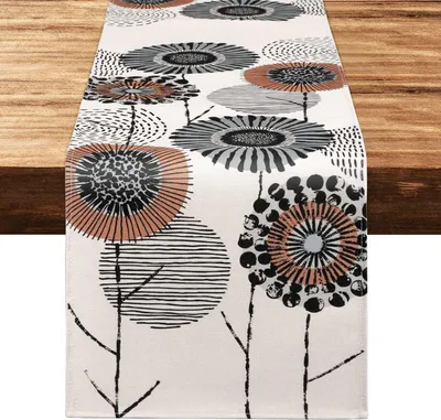 Produktbild von Blumen-Tischläufer, waschbare Tischdekoration, 32 x 180 cm, Frühlings- und Sommer-Tischläufer, moderne dekorative Tischdekoration für Esszimmer und Küche
