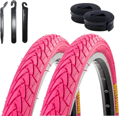 Produktbild von 2 x Roverstone Fahrradreifen Drahtreifen Rosa 28 x1,4 (37-622) + 2 Schläuche AV inkl. 3 x Reifenheber