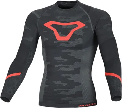 Immagine prodotto di Macna Base Layer: maglia tecnica a maniche lunghe per tutte le stagioni, nero/grigio/rosso, S/M