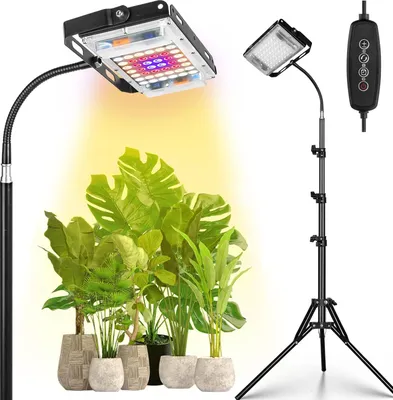 Produktbild von LED Pflanzenlampe Vollspektrum Dimmbar Pflanzenlicht Gewächshaus Wachstumslampe mit Timer und Einstellbar Ständer