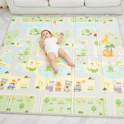 Zdjęcie produktu dla Mata – pikowana – składana – 150 x 180 x 1 cm – do ćwiczeń na siłowni i jako mata do zabawy dla dzieci – wodoodporna – dwustronna