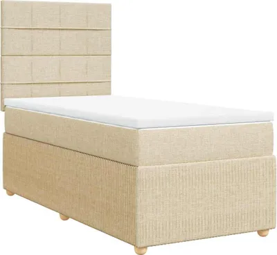 Produktbild von vidaXL Boxspringbett mit Matratze Creme 90x200 cm Stoff