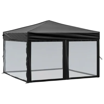 Image de vidaXL Tente de réception pliante avec parois latérales noire 3x3 m