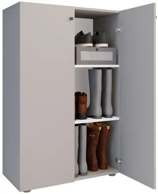 Image de XL Bois Grande Chaussure Cabinet Chaussure Étagère Grandes Bottes Meubles de Sol Lona 3 Compartiments