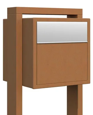 Produktbild von Standbriefkasten Soprano in Rost mit Edelstahlklappe