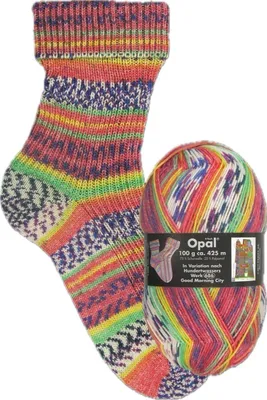 Produktbild von Opal Hundertwasser 4-fädige Sockenwolle,100g/425m LL, 75% Schurwolle/25% Polyamid Morning City-686