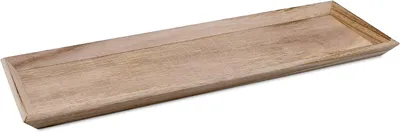 Produktbild von Holz Deko Tablett rechteckig groß - 57 x 19 cm - Kerzentablett Natur mit schrägem Rand - Tisch Deko Servier Kerzen Brett Weihnachten