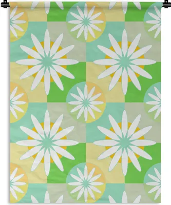 Produktbild von MuchoWow® Wandteppich Wandbehang Blumen - Sommer - Muster 120x160 cm Tapisserie Dekoration Wandtuch - Wohnzimmer - Moderne