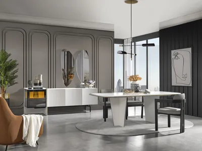 Produktbild von Esstisch Esszimmertisch Essecke Tisch Holz Modern Weiß Esszimmer Luxus