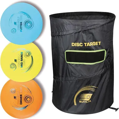 Produktbild von Sunflex Disc Golf Wurfscheiben + Target Set | Discgolf Wurfscheibe Zieltasche Outdoor