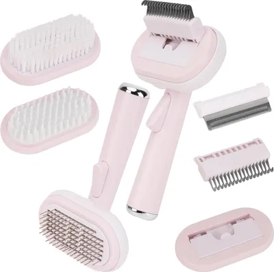Produktbild von Allecto Plus - Rosa 5-in-1 Haustierpflege-Set - Entwirren und Entfernen von losem Unterfell - Bürste und Nadelkamm geeignet für lang- und kurzhaarige Katzen & Hunde