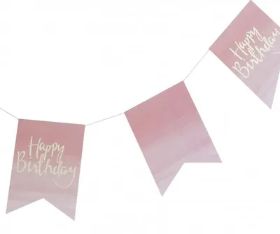Produktbild von Ombre Party Geburtstag Wimpelkette  Girlande Happy Birthday - rosa & gold